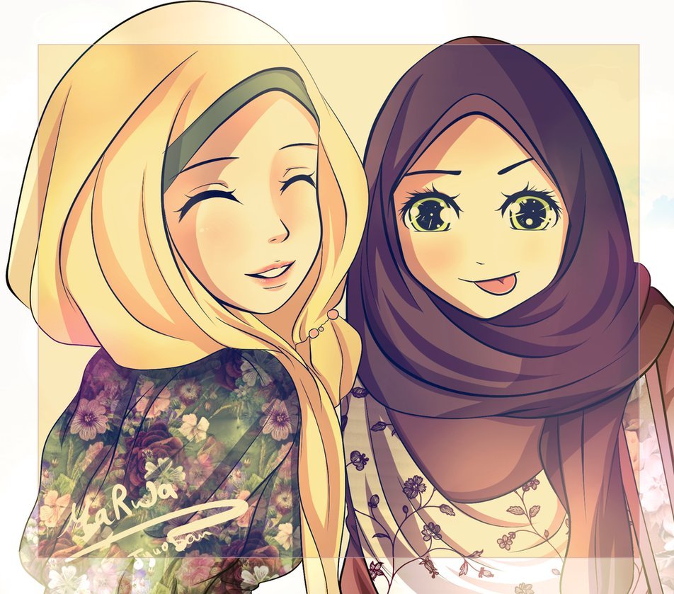 Manga Kartun Gadis Muslimah Bertudung Sahabat Sejati Azhanco