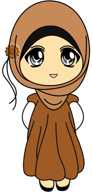 Doodle Muslimah Cute Bertudung Warna Coklat | Azhan.co