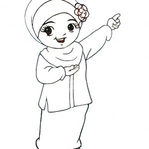 Gambar Gambar Kartun Muslimah Hitam Putih Muslim Sketch Coloring Page View di Rebanas 