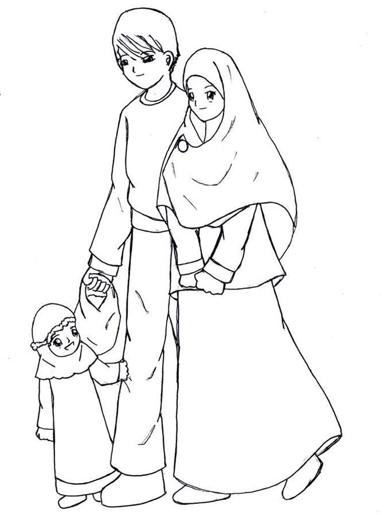Gambar Mewarnai Gambar Kartun Keluarga Muslim Barbie Di Rebanas