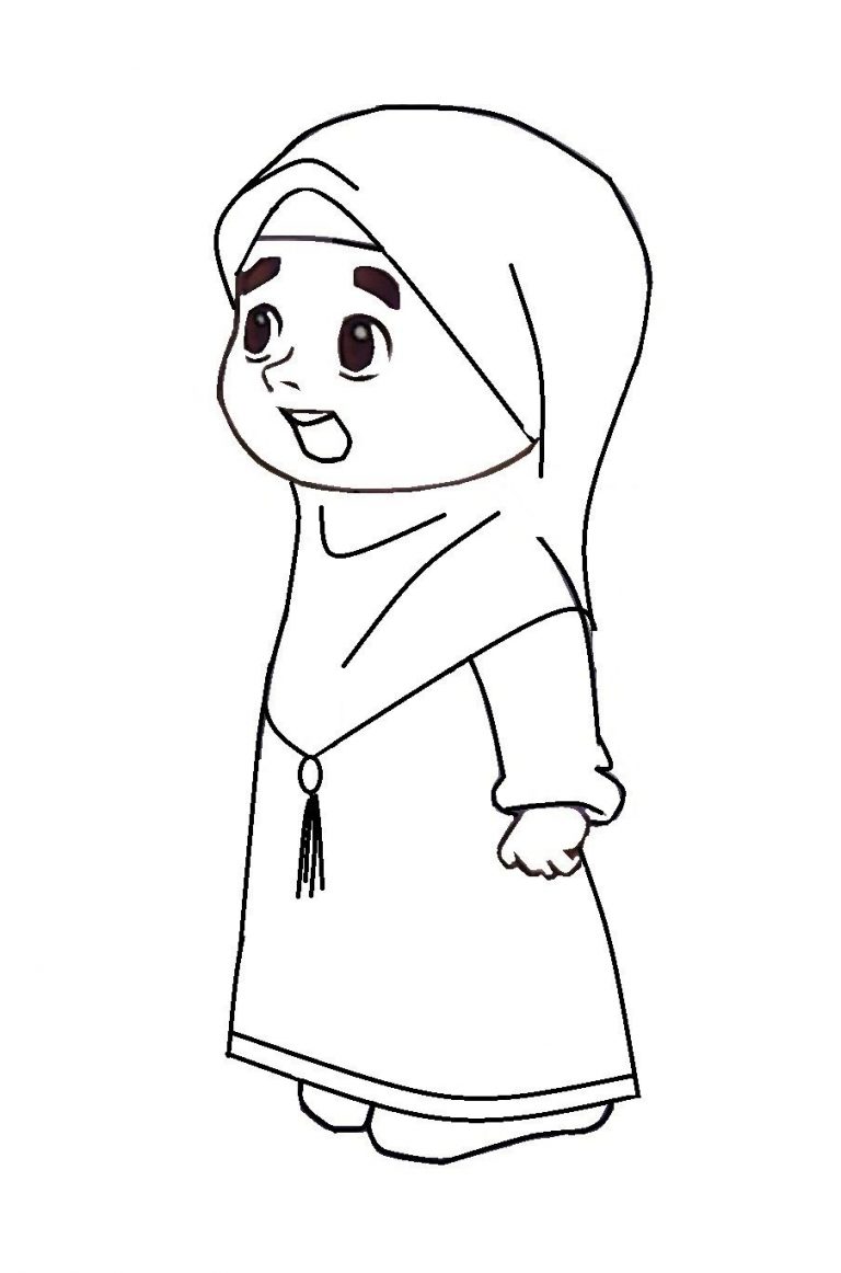 Mewarnai Gambar Kartun Muslimah Hijab