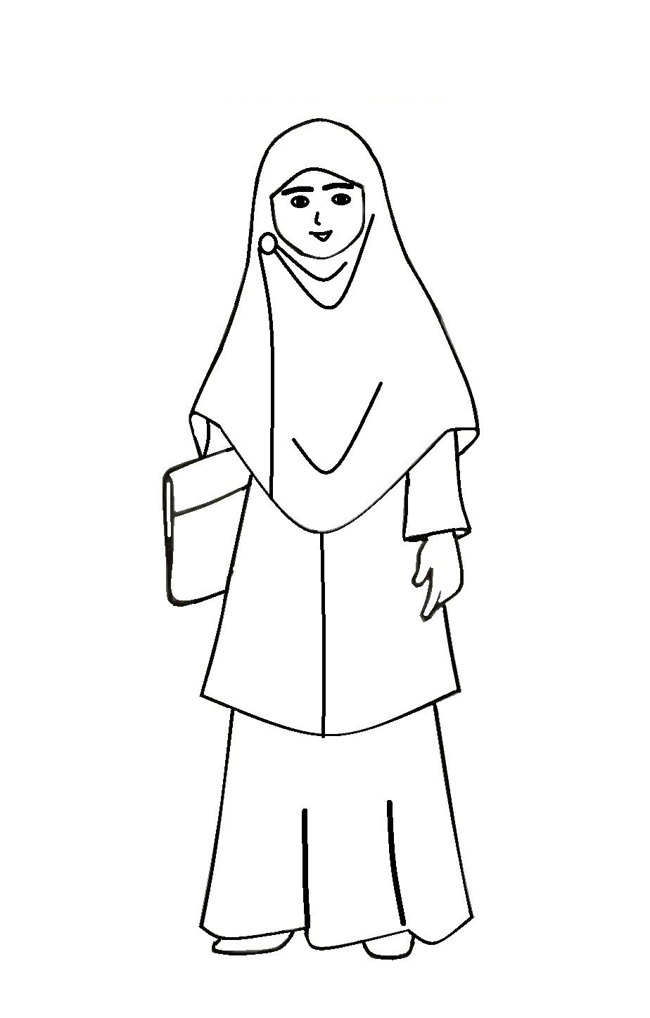 Mewarnai Gambar Kartun Siswi Muslimah Ke Kuliah Azhanco