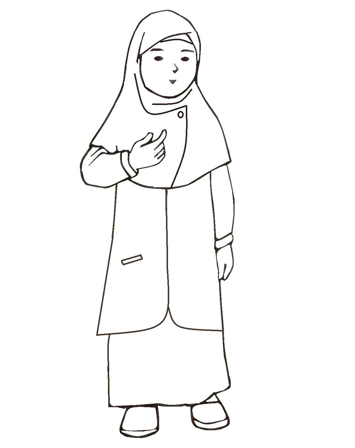 Gambar Mewarnai Gambar Sketsa Kartun Anak Muslimah 106 Muslim