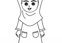 Mewarnai Gambar Cartoon Anak Muslimah Pakai Cermin Mata Azhan Perempuan