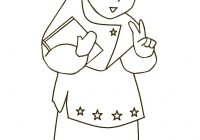 Mewarnai Gambar Kartun Muslimah Hijab Azhan Comel Diwarna