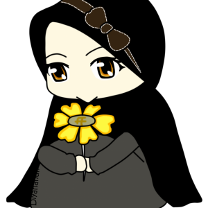 Chibi Islamic Girl Wearing Black Hijab