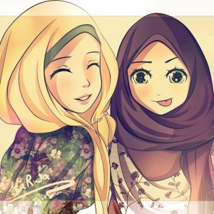 Manga Kartun Gadis Muslimah Bertudung Sahabat Sejati