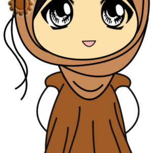 Doodle Muslimah Cute Bertudung Warna Coklat