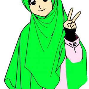 Doodle Muslimah Tudung Labuh Green