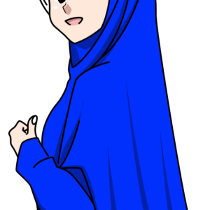 Doodle Wanita Muslimah Hijab Biru