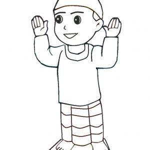 Mewarna Gambar Kartun Anak Muslim Sedang Solat