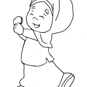 Mewarna Gambar Kartun Anak Perempuan Ceria