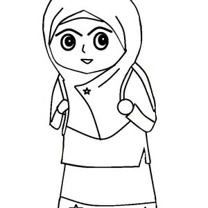 Mewarna Gambar Kartun Muslimah Perempuan