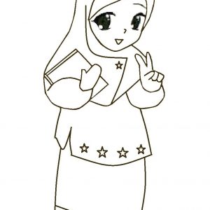 Mewarnai Gambar Kartun Muslimah Comel