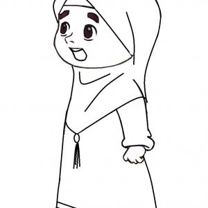 Mewarnai Gambar Kartun Muslimah Hijab