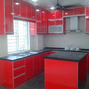 High Gloss 3G Glass Chili Red with Solid Surface