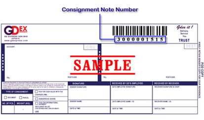 GDEX Consignment Note Numbers