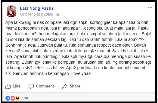 Respond Riz Ulala Tentang Nur Sajat