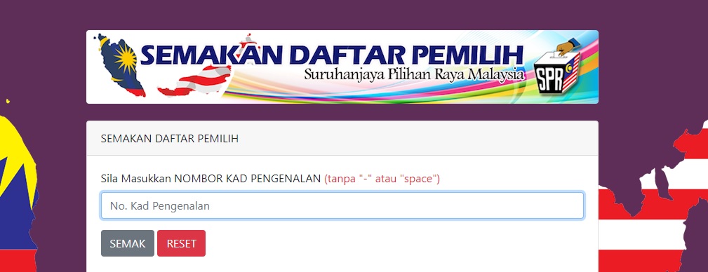 Semakan Daftar Pemilih SPR PRU14